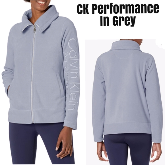 Calvin Klein Performance Charcoal Grey Tech Fleece Zip Up Jacket Sz Small - Picture 1 of 16